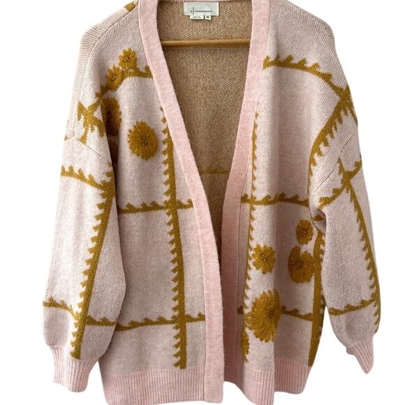 Anthropologie Catherine Floral Shine Cardigan Pink Size One Size - Picture 4 of 12